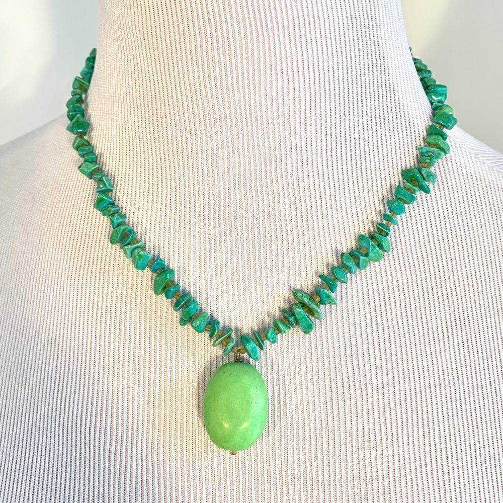 Turquoise and Green Length Adjusting Necklace